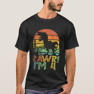 Kids Rawr Im 4 4th Birthday Rex 4 Year Old Boys Di T-Shirt