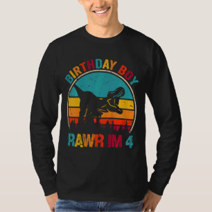 Kids Rawr I'm 4 Dinosaur 4th Birthday Boy Rex 4 Ye T-Shirt