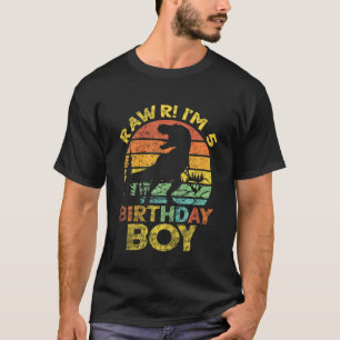 Kids Rawr Im 5 5th Birthday Boy Rex Dinosaur 5 Yea T-Shirt