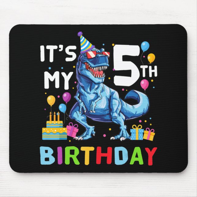 Kids Rawr I'm 5 5th Birthday Party T Rex Dinosaur  Mouse Mat (Front)