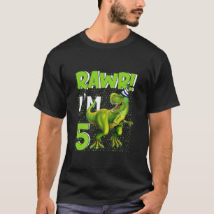 Kids Rawr I'm 5 T Rex Dinosaur 5 Years Old 5Th Bir T-Shirt