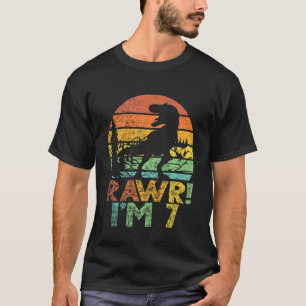 Kids Rawr Im 7 Dinosaur Rex 7 Years Old Boy 7th Bi T-Shirt