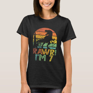 Kids Rawr Im 7 Dinosaur Rex 7 Years Old Boy 7th Bi T-Shirt