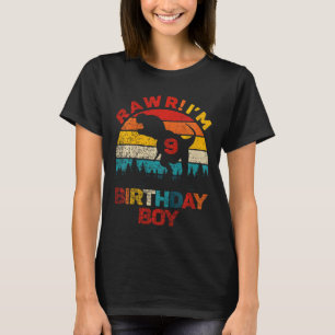Kids Rawr Im 9 Dinosaur 9th Birthday Boy Nine Year T-Shirt