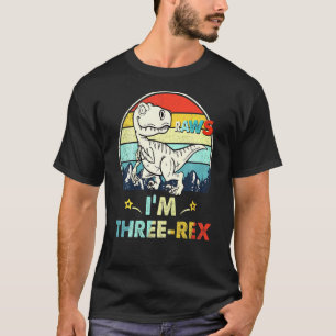 Kids Rawr Im Three Rex 3rd Birthday 3 Year Old Din T-Shirt