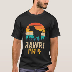 Kids Rawr Iu2019m 4 4 Years Old Dinosaur Rex 4th B T-Shirt