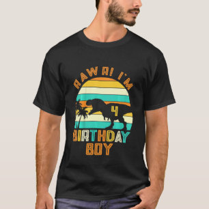 Kids Rawr Iu2019m 4 Dinosaur Rex 4th Birthday Boy T-Shirt