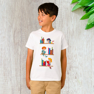 Kids Reading Books on Shelf T-Shirt