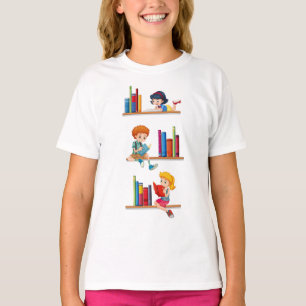 Kids Reading Books on Shelf T-Shirt