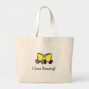 kids reading, I Love Reading! Large Tote Bag