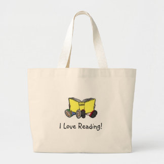 kids reading, I Love Reading! Large Tote Bag