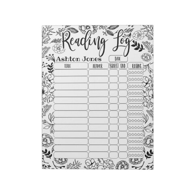 Kids Reading log, homeschool reading log, colourin Notepad (Rotated)