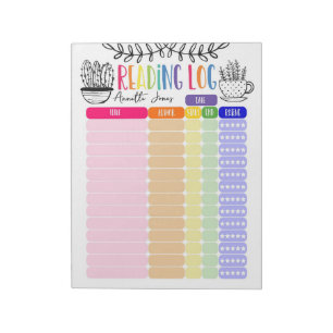 Kids Reading log homeschool reading log, plant Notepad