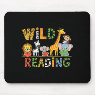 Kids reading lover wild reading books and bookworm mouse mat