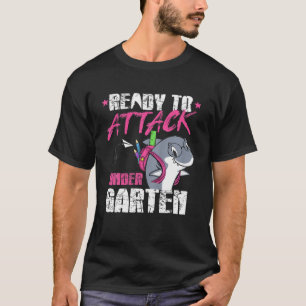 Kids Ready To Attack Kindergarten Cute Shark Back T-Shirt