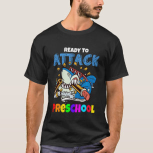 Kids Ready To Attack Preschool Boys Shark   Back T T-Shirt