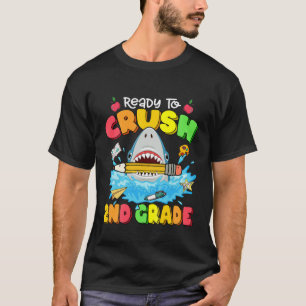 Kids Ready To Crush 2Nd Grade Shark Back To School T-Shirt