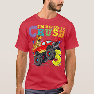 Kids Ready To Crush 5 Dinosaur Monster Truck 5th B T-Shirt
