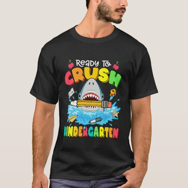 Kids Ready To Crush Kindergarten Shark Backpack Ba T-Shirt (Front)
