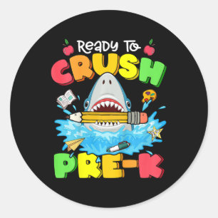 Kids Ready To Crush Pre-K Shark Back To School Boy Classic Round Sticker