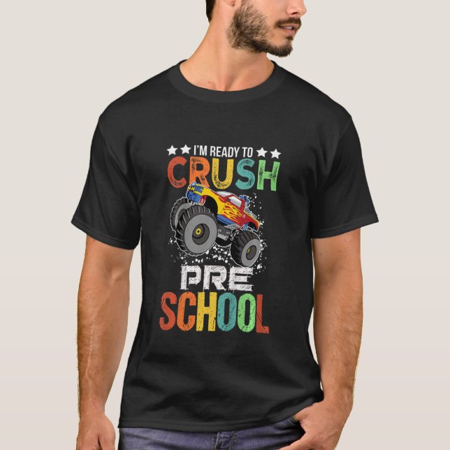 Kids Ready To Crush Preschool Monster Truck Boys B T-Shirt (Front)