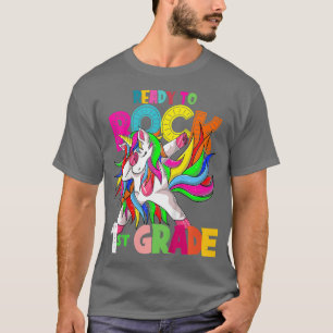 Kids Ready to rock 1st grade dabbing unicorn back T-Shirt