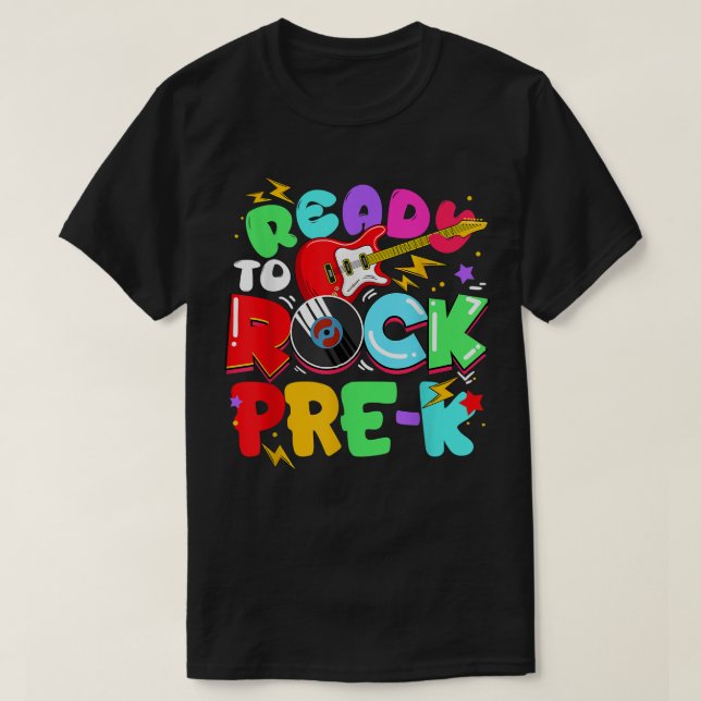 Kids Ready To Rock Pre-K Guitar Back To School Boy T-Shirt (Design Front)