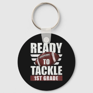 Kids Ready To Tackle 1st Grade Football First Day Key Ring