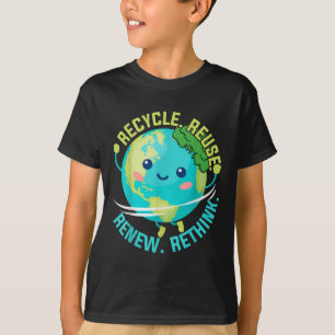 Kids Recycle Reuse Renew Rethink Cute Earth Day Bo T-Shirt