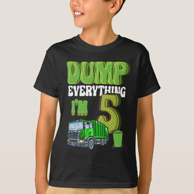 Kids Recycling Trash 5 Year Old Garbage Truck 5th T-Shirt (Front)