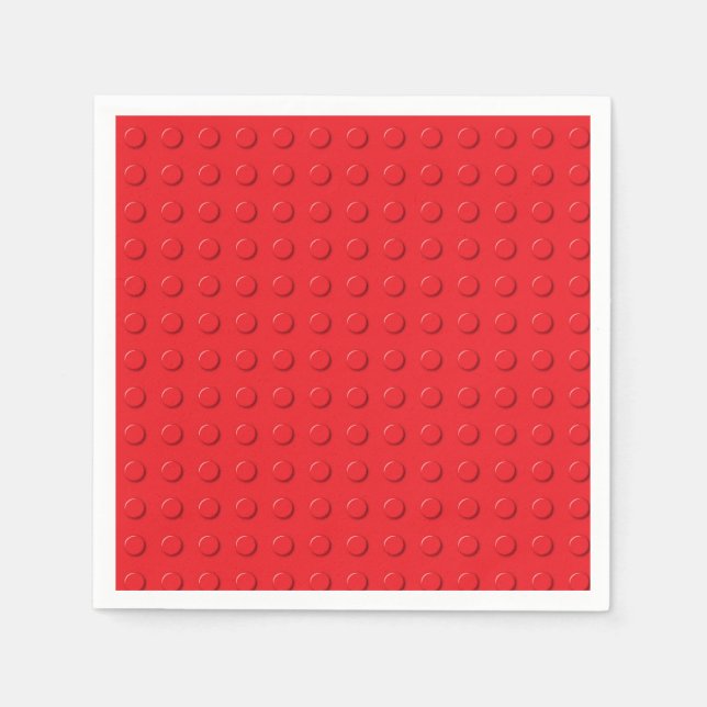 Kids Red Colourful Birthday Building Blocks Napkin (Front)