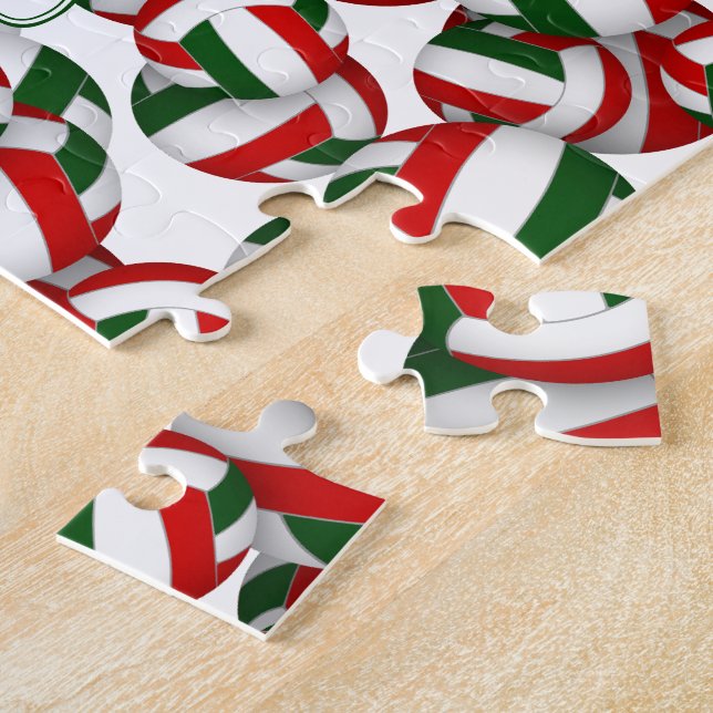 kids red green volleyball team colours jigsaw puzzle (Side)