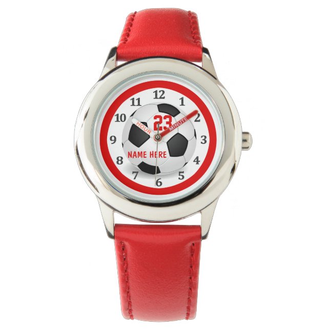 Kids Red Soccer Watches for Boys and Girls (Front)