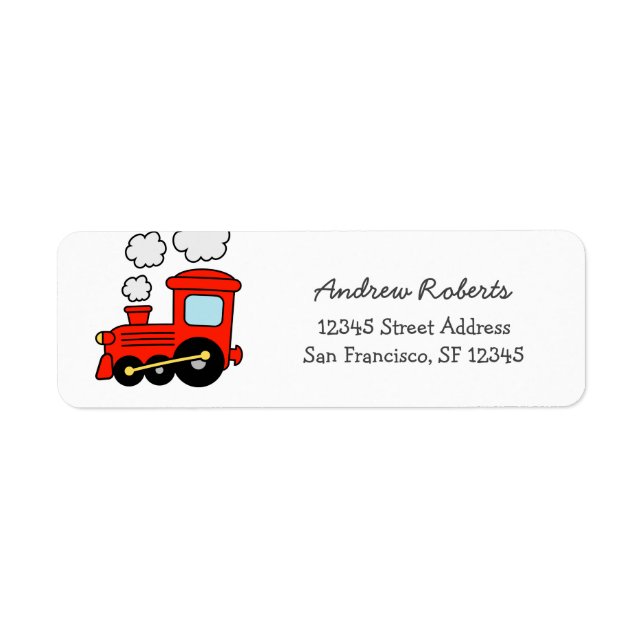 Kids red toy choo choo train return address labels (Front)