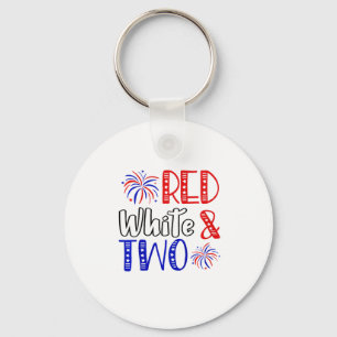 Kids Red White And Two 2nd Birthday 4th Of July In Key Ring