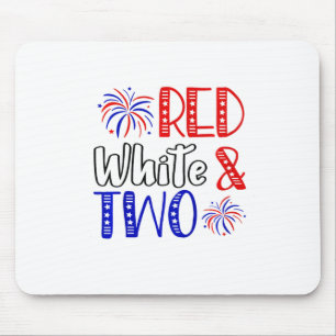 Kids Red White And Two 2nd Birthday 4th Of July In Mouse Mat