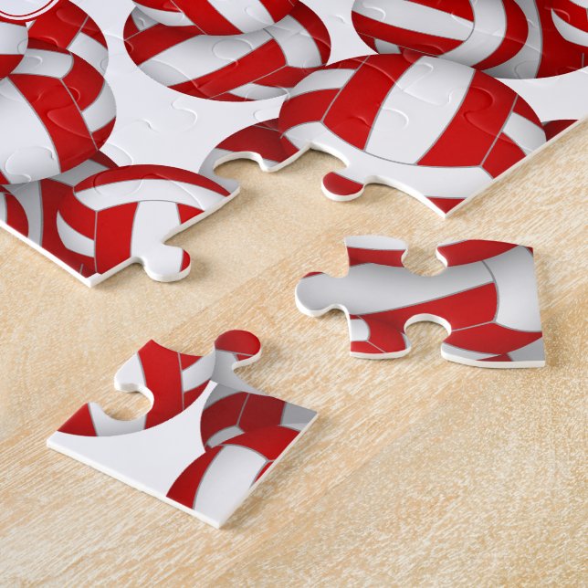 kids red white volleyball team colours jigsaw puzzle (Side)