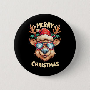 Kids Reindeer Merry Christmas Santa Hat Xmas Toddl 6 Cm Round Badge