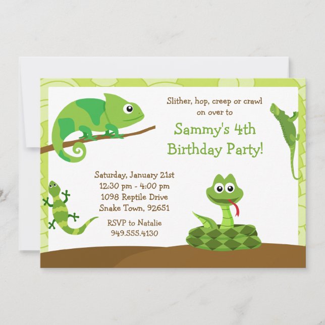 Kids Reptile Birthday Party Invitation (Front)
