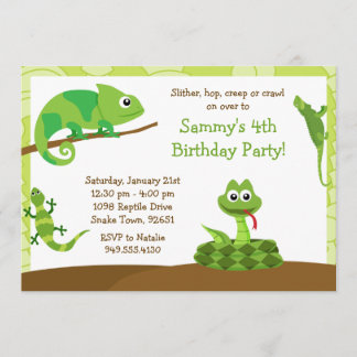 Kids Reptile Birthday Party Invitation