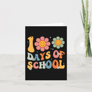 Kids Rero Groovy 100 Days Happy 100h Day Of School Card
