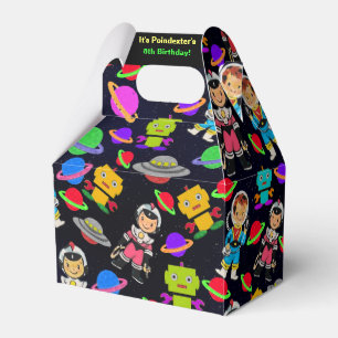 Kids Retro Astronauts and Robots Personalised Favour Box