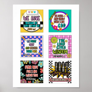 Kids retro cute bible verse scripture poster