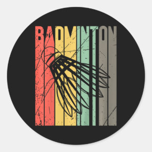 Kids Retro Dminton Player Sports Shuttle Dminton L Classic Round Sticker