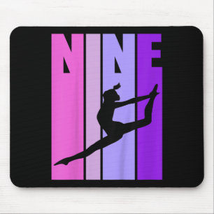 Kids Retro Girls Gymnastics 9 9th Ninth Birthday S Mouse Mat