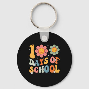 Kids Retro Groovy 100 Days Happy 100th Day Of Scho Key Ring