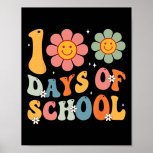 Kids Retro Groovy 100 Days Happy 100th Day Of Scho Poster
