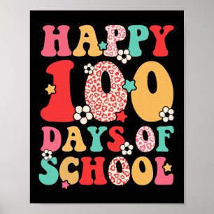 Kids Retro Groovy 100 Days Happy 100th Day Of Scho Poster