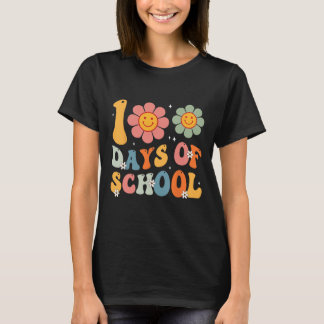 Kids Retro Groovy 100 Days Happy 100th Day Of Scho T-Shirt
