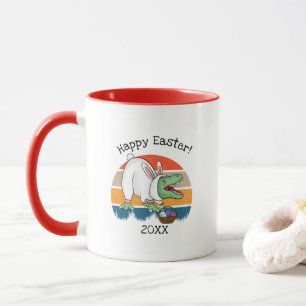 Kids Retro T-Rex in Easter Bunny Costume Egg Hunt Mug